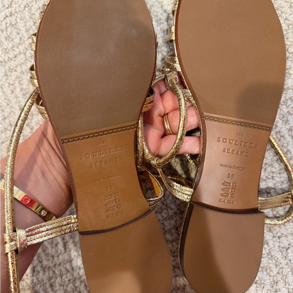 Sezane Gold Strappy Sandals - Picture 3 of 4
